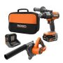 RIDGID 18V Cordless 2-Tool Combo Kit w/ Brushless Hammer Drill/Driver, Jobsite Blower, 4.0 Ah MAX Output Battery, Charger & Bag - Image 1