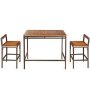 ANGELES HOME 3-Piece Acacia Wood Bar Height Outdoor Dining Furniture Set - Image 1