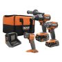 RIDGID 18V Brushless Cordless 3-Tool Combo Kit with Hammer Drill, Impact Driver, LED Work Light, (2) Batteries, Charger and Bag - Image 1