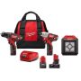 Milwaukee M12 12V Lithium-Ion Cordless Drill Driver/Impact Driver Combo Kit w/Compact Flood Light and 6.0 Ah/3.0 Ah Batteries - Image 1