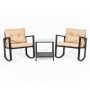 Barton 3-Piece Wicker Outdoor Bistro Rocking Set with Cream Cushions - Image 1