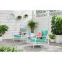 Hampton Bay Willow Cay White 3-Piece Steel Outdoor Conversation Set with CushionGuard Seabreeze Cushions - Image 1