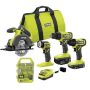 RYOBI ONE+ 18V Cordless 4-Tool Combo Kit w/ 1.5 Ah and 4.0 Ah Batteries, Charger, & 40-Piece Drill and Drive Impact Rated Kit - Image 1