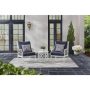 Home Decorators Collection Shelbourne 3-Piece Aluminum Patio Conversation Set with CushionGuard Plus Midnight Blue Cushions - Image 1