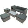URTR 5-Piece Patio Furniture Set, Outdoor Conversation Set Rattan Sofa Set With Adjustable Backrest & Table, Gray Cushion - Image 1