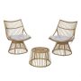 Noble House Jabe Light Brown 3-Piece Wicker Outdoor Patio Conversation Set with Beige Cushions - Image 1