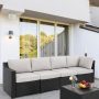 EGEIROSLIFE 5-Piece Wicker Patio Conversation Set with Gray Cushions - Image 1