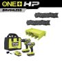 RYOBI ONE+ HP 18V Brushless Cordless 2-Tool Combo Kit with Batteries, Charger, Bag, LINK Tool Organizer Shelf and Wall Rails - Image 1