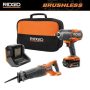 RIDGID 18V Brushless Cordless 2-Tool Combo Kit with High-Torque Impact Wrench, Reciprocating Saw, 4.0 Ah Battery, and Charger - Image 1