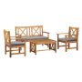 Alaterre Furniture Manchester 4-Piece Outdoor Patio Conversation Set with Double Seat Bench, Coffee Table and 2 Chairs, Acacia Wood - Image 1