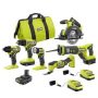 RYOBI ONE+ 18V Cordless 6-Tool Combo Kit w/ 1.5 Ah Battery, 4.0 Ah Battery, & Charger w/ 2.0 Ah Battery and Charger - Image 1