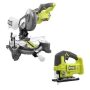 RYOBI ONE+ 18V Cordless 2-Tool Combo Kit with 7-1/4 in. Compound Miter Saw and Jig Saw (Tools Only) - Image 1