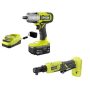 RYOBI ONE+ 18V Cordless 2-Tool Combo Kit with 1/2 in. Impact Wrench, 3/8 in. Ratchet, 4.0 Ah Battery, and Charger - Image 1