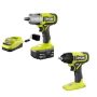 RYOBI ONE+ 18V Cordless 2-Tool Combo Kit with 1/2 in. Impact Wrench, 3/8 in. Impact Wrench, 4.0 Ah Battery, and Charger - Image 1