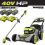 RYOBI 40-Volt HP Brushless Whisper Series 21 in. Walk Behind Self-Propelled All Wheel Drive Mower Trimmer 3 Batteries Chargers - Image 2