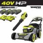 RYOBI 40V HP Brushless Whisper Series 21 in. Walk Behind Self-Propelled All Wheel Drive Mower, Blower, (4) Batteries, Chargers - Image 2