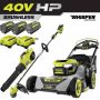 RYOBI 40V HP Brushless Whisper Series 21" Walk Behind Self-Propelled All Wheel Drive Mower, Trimmer/Blower/Batteries/Chargers - Image 2