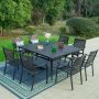 PHI VILLA 9-Piece Metal Outdoor Dining Set with Square Table and Stackable Chairs - Image 1