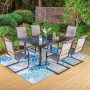 PHI VILLA Black 7-Piece Metal Outdoor Patio Dining Set with Geometric Extendable Table and High Back C-Spring Textilene Chairs - Image 1