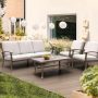 EGEIROSLIFE 5-Person Aluminum Patio Conversation Set with Coffee Table and Light Gray Cushions - Image 1