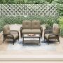 CORVUS Modesto High-Density Polyethylene (HDPE) 4-Piece Wicker Patio Conversation Set with Brown Cushions - Image 1