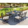 PHI VILLA Black 7-Piece Metal Patio Outdoor Dining Set with Rectangle Table and Swivel Chairs with Beige Cushion - Image 1