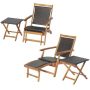 Costway 4-Piece Wicker Patio Conversation Set Rattan Folding Lounge Chair Table with Retractable Footrest - Image 1