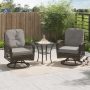 CORVUS Livorno Brown 3-piece Steel Wicker Patio Swivel Chair Set with Dark Gray Cushions - Image 1
