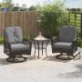 CORVUS Livorno Brown 3-piece Steel Wicker Patio Swivel Chair Set with Gray Cushions - Image 1