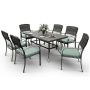 PamaPic Brown 7-Piece PE Wicker Outdoor Dining Set with Green Cushions - Image 1