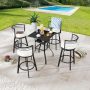 Patio Festival 5-Piece Metal Bar Height Outdoor Dining Set with Beige Cushions PF18265-19144X2 - Image 1