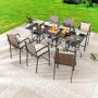 Patio Festival 9-Piece Wicker Bar Height Outdoor Dining Set with Beige Cushions - Image 1
