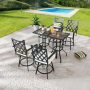 Patio Festival 6-Piece Metal Bar Height Outdoor Dining Set with Beige Cushions PF19032X2-145X2 - Image 1