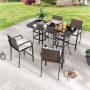 Patio Festival 6-Piece Wicker Bar Height Outdoor Dining Set with Beige Cushions PF19035X2-273-2X2 - Image 1