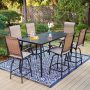 PHI VILLA Black 7-Piece Metal Rectangle Outdoor Patio Bar Set with Bar Table and Swivel Bistro Chairs - Image 1