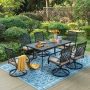 PHI VILLA 7-Piece Metal Outdoor Patio Outdoor Dining Set with Rectangle Table and Swivel Chairs with Beige Cushions - Image 1