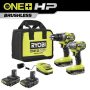 RYOBI ONE+ HP 18V Brushless Cordless 1/2 in. Drill/Driver and Impact Driver Kit w/ (4) 2.0 Ah Batteries, Charger, and Bag - Image 1