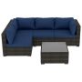 UPHA 5-Piece Wicker Patio Conversation Sectional Seating Set with Navyblue Cushions - Image 1