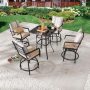 Patio Festival 5-Piece Metal Bar Height Outdoor Dining Set with Beige Cushions PF18264X2-19273-2 - Image 1