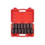 TEKTON 1/2 in. Drive Deep 6-Point and 12-Point Axle Nut Impact Socket Set with Case, 14-Piece (27-39 mm) - Image 1