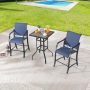 Patio Festival 3-Piece Metal Bar Height Outdoor Dining Set PF19032-033-B - Image 1