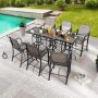 Patio Festival 9-Piece Metal Bar Height Outdoor Dining Set PF19032X3-033X3-G - Image 1