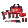 Milwaukee M12 FUEL 12V Cordless 2-Tool Combo Kit w/M12 FUEL 3/8 in. Extended Reach High Speed Ratchet & (2) HO 2.5 Ah Batteries - Image 1