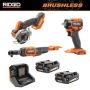 RIDGID 18V Brushless Cordless 3-Tool Combo Kit with (2) 2.0 Ah Batteries and Charger R872071B-R87547B-R866011-R8400802PR86093 - Image 1