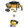 DEWALT 20V MAX Lithium-Ion Cordless 3-Tool Combo Kit and Brushless Jigsaw with 5.0 Ah Battery and 1.7 Ah Battery - Image 1