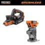 RIDGID 18V Brushless 2-Tool Combo Kit with 3-1/4 in. Hand Planer w/ Dust Bag and Compact Trim Router (Tools Only) - Image 1