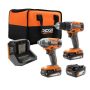 RIDGID 18V Cordless 2-Tool Combo Kit with 1/2 in. Drill/Driver, 1/4 in. Impact Driver, (3) Batteries, Charger, and Bag R92721-AC87004 - Image 1