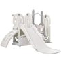 5-in-1 HDPE Indoor and Outdoor Slide Playset with Basketball Hoop, Slide, Climber in Gray - Image 1