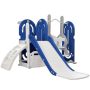 5-in-1 HDPE Indoor and Outdoor Slide Playset with Basketball Hoop, Slide, Climber in Blue - Image 1