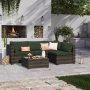 UPHA 5-Piece Wicker Patio Conversation Set Outdoor Sectional Sofa Set with Coffee Table and Dark Green Cushions - Image 1